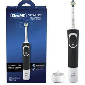 Oral-B Vitality Rechargeable Toothbrush Black/White 2 Min Timer Floss Action NEW